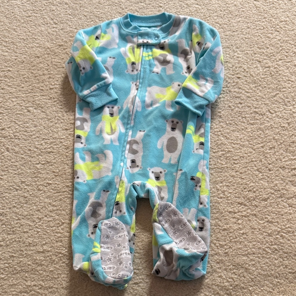 Carter's Blue and Gray Polar Bear Footie